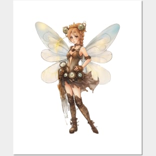 Watercolor Steampunk Fairy Girl #8 Posters and Art